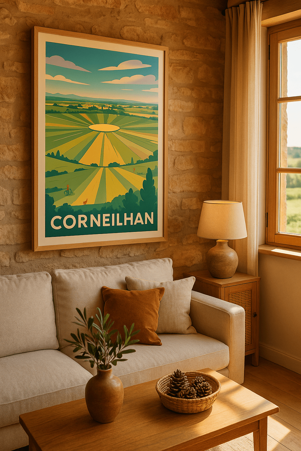 Affiche Corneilhan — Le charme bucolique en pleine campagne · poster d'art de Corneilhan