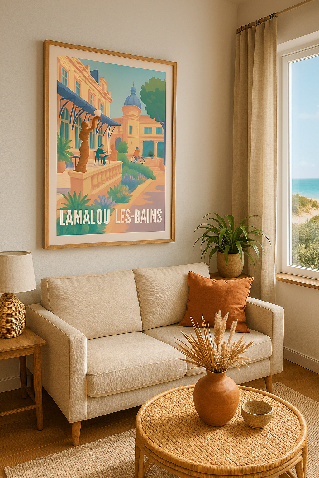 Affiche Lamalou-les-Bains — Charme et sérénité en Occitanie · poster d'art de Lamalou-les-Bains