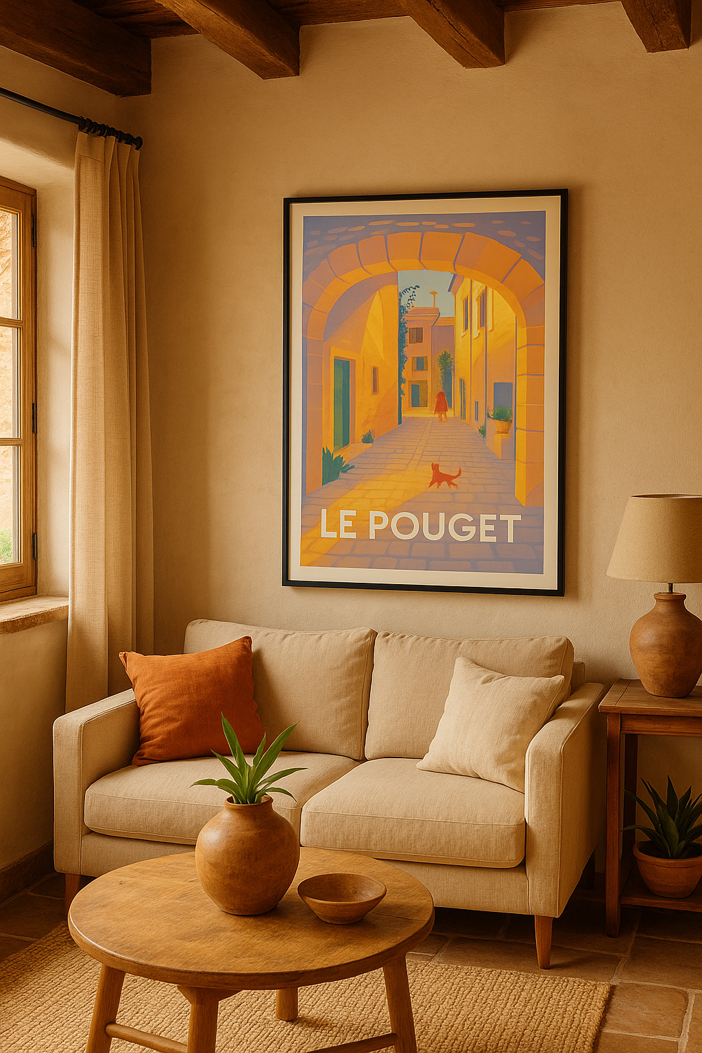 Affiche Le Pouget — Charme authentique et lumière dorée · poster d'art de Le Pouget