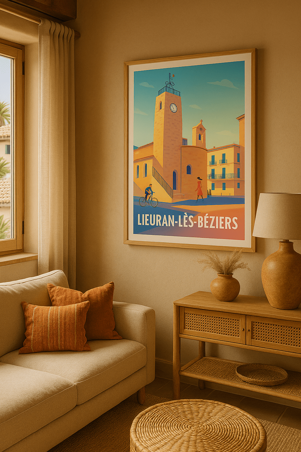 Affiche Lieuran-lès-Béziers — Charme Provençal intemporel · poster d'art de Lieuran-lès-Béziers
