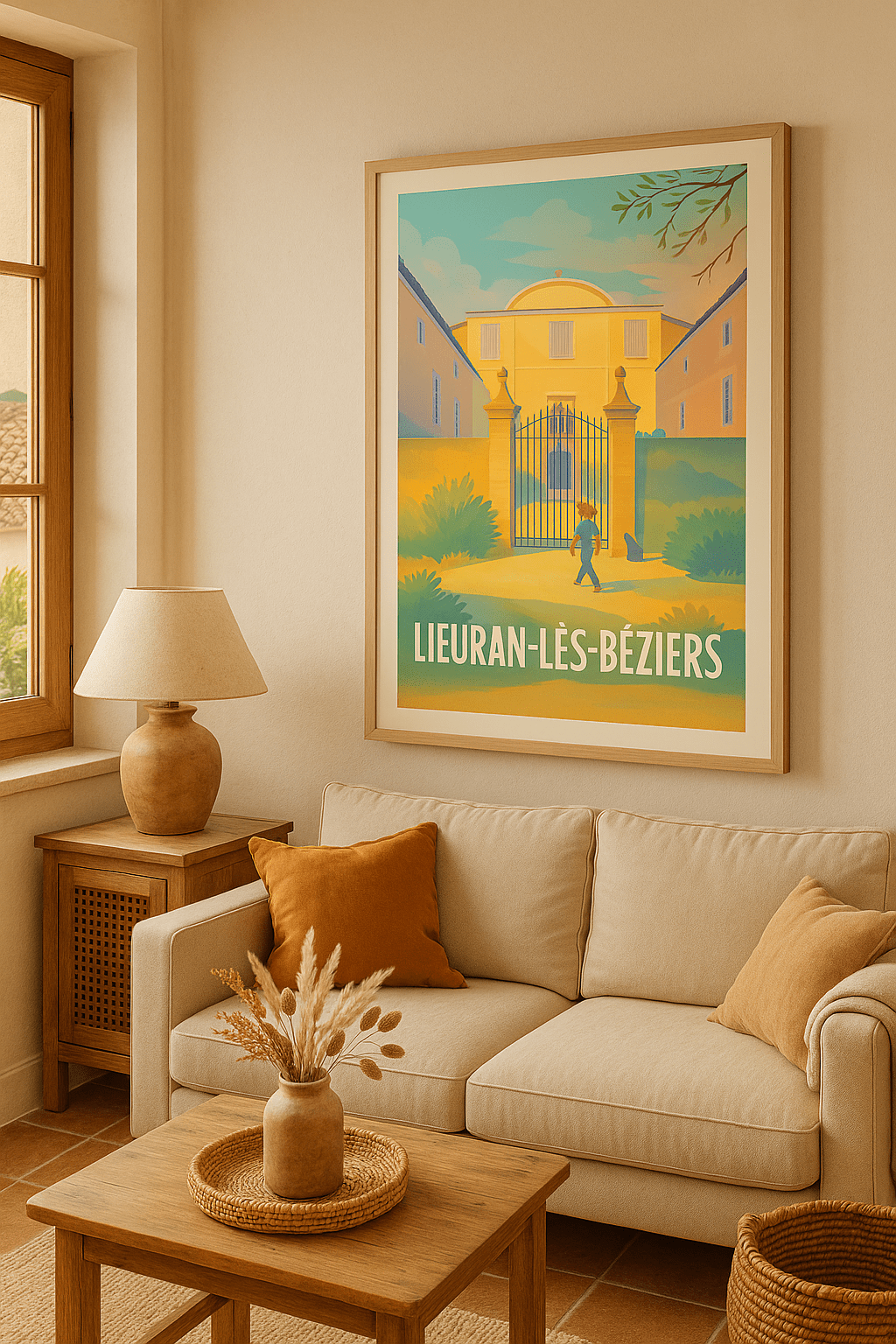 Affiche Lieuran-lès-Béziers — L'élégance du Sud en toute sérénité · poster d'art de Lieuran-lès-Béziers