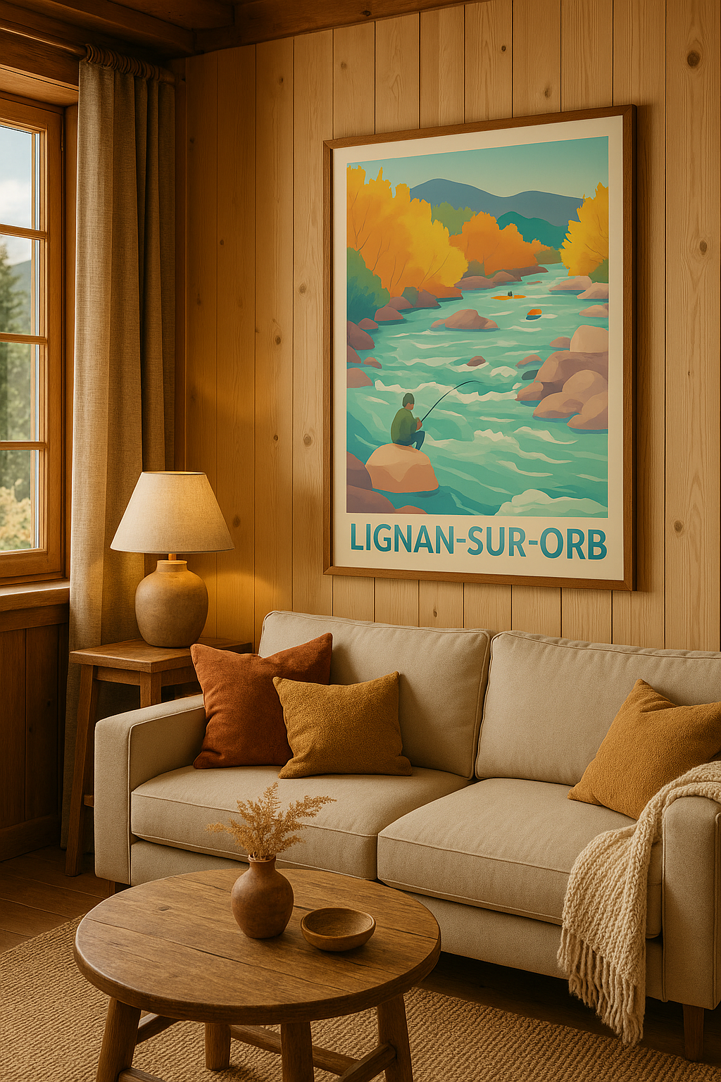 Hérault France Affiche de Lignan-sur-Orb - Sérénité au fil de l'eau