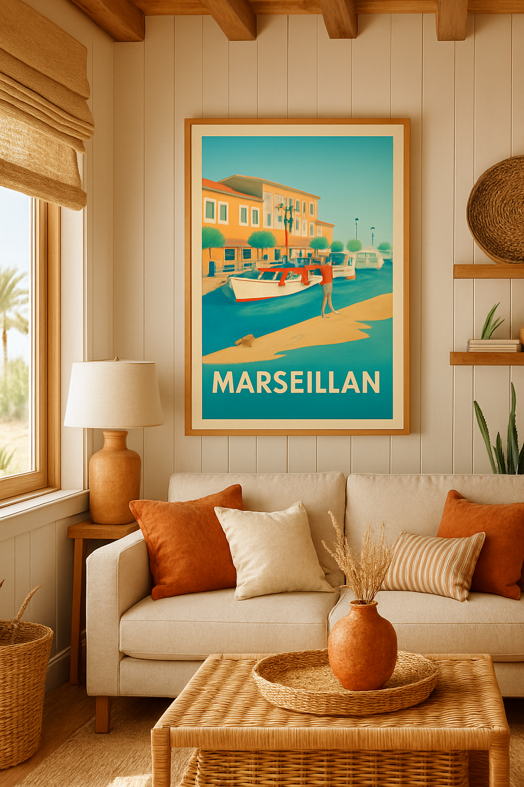 Hérault France Affiche de Marseillan - Évasion au bord du canal