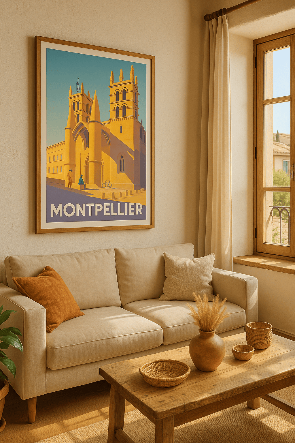 Hérault France Affiche de Montpellier - Lumières dorées sur la cathédrale Saint-Pierre