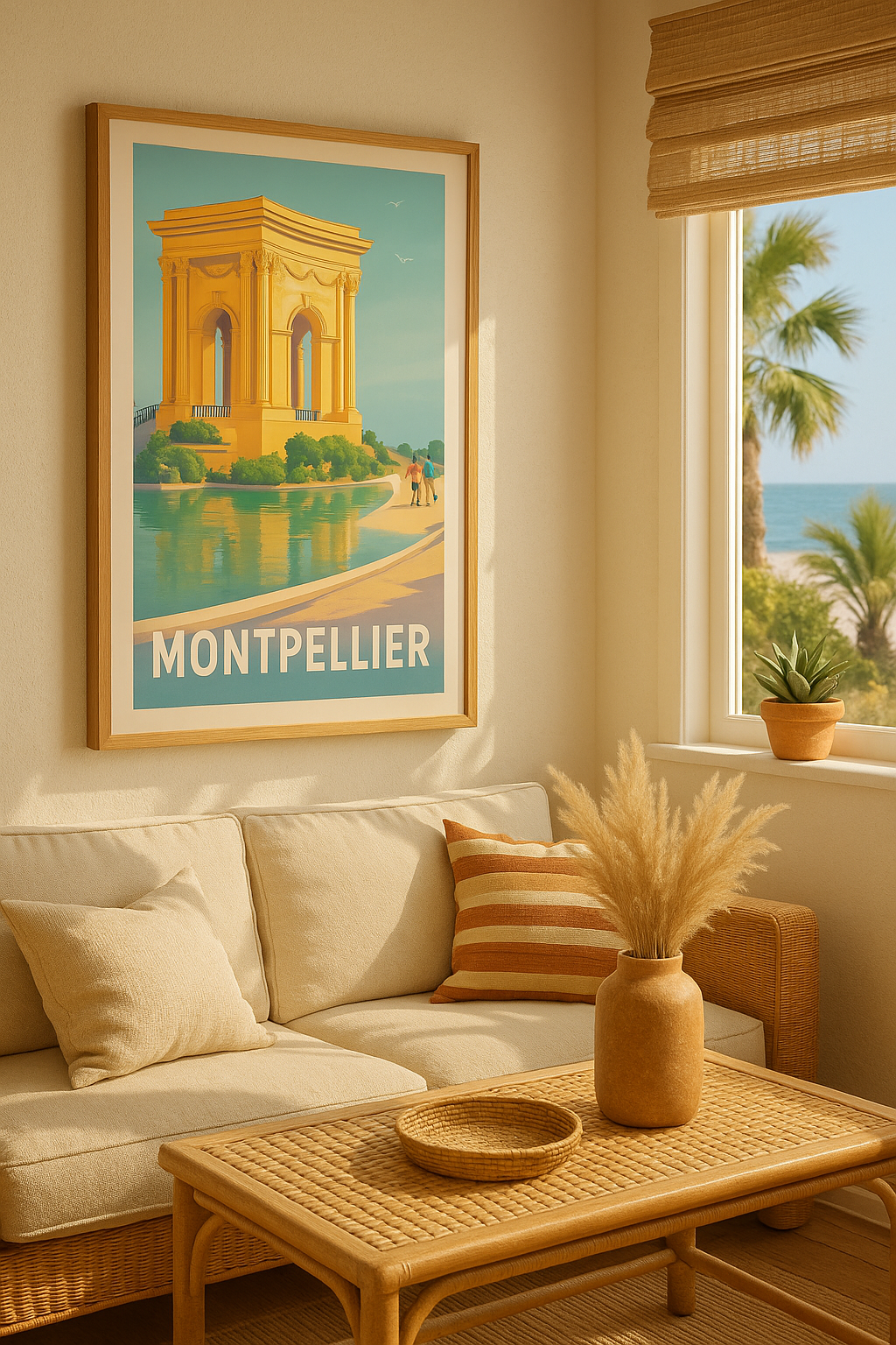 Affiche Montpellier — Promenade ensoleillée au Peyrou · poster d'art de Montpellier
