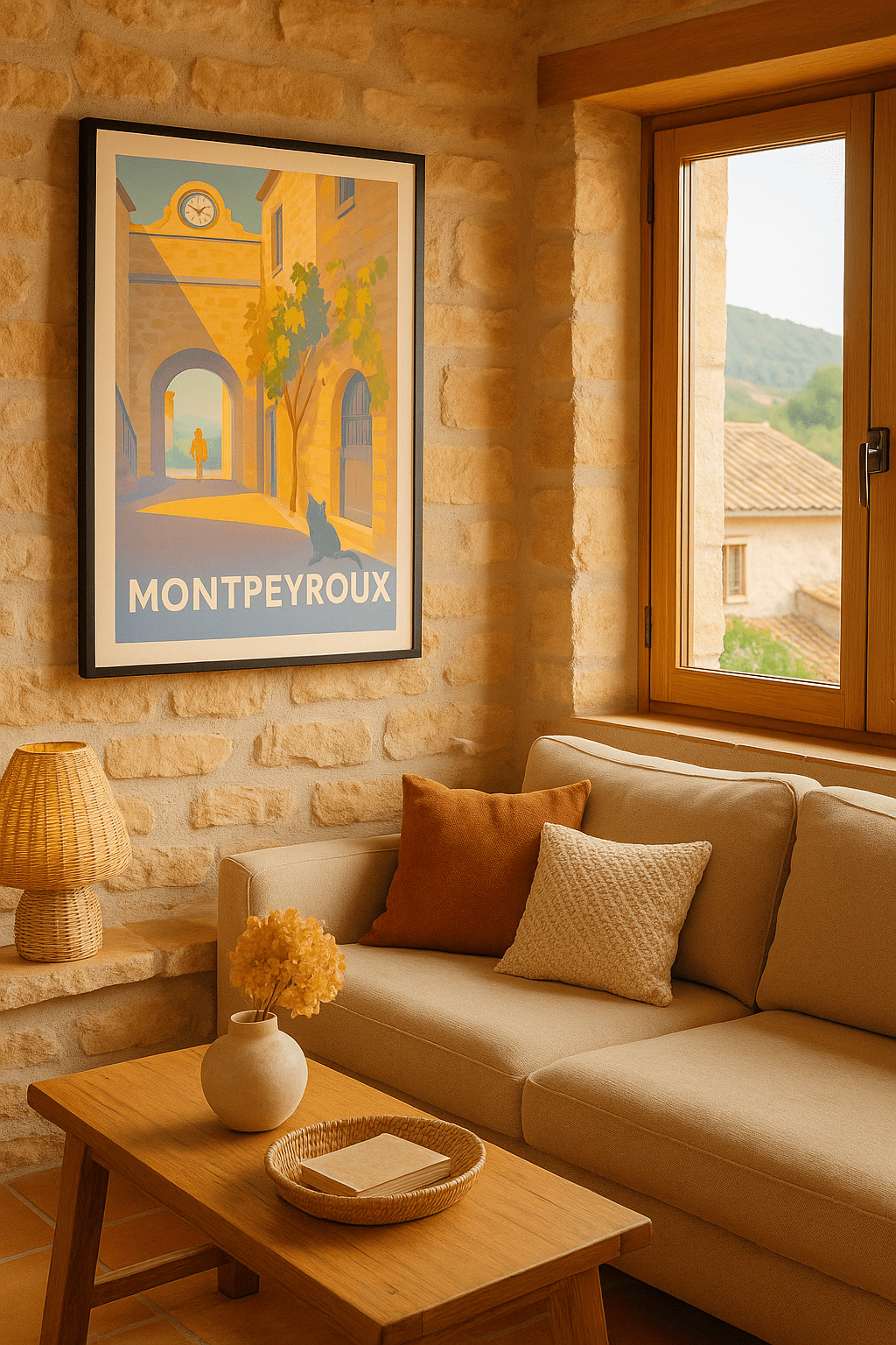 Hérault France Affiche de Montpeyroux - Charme intemporel au cœur du village