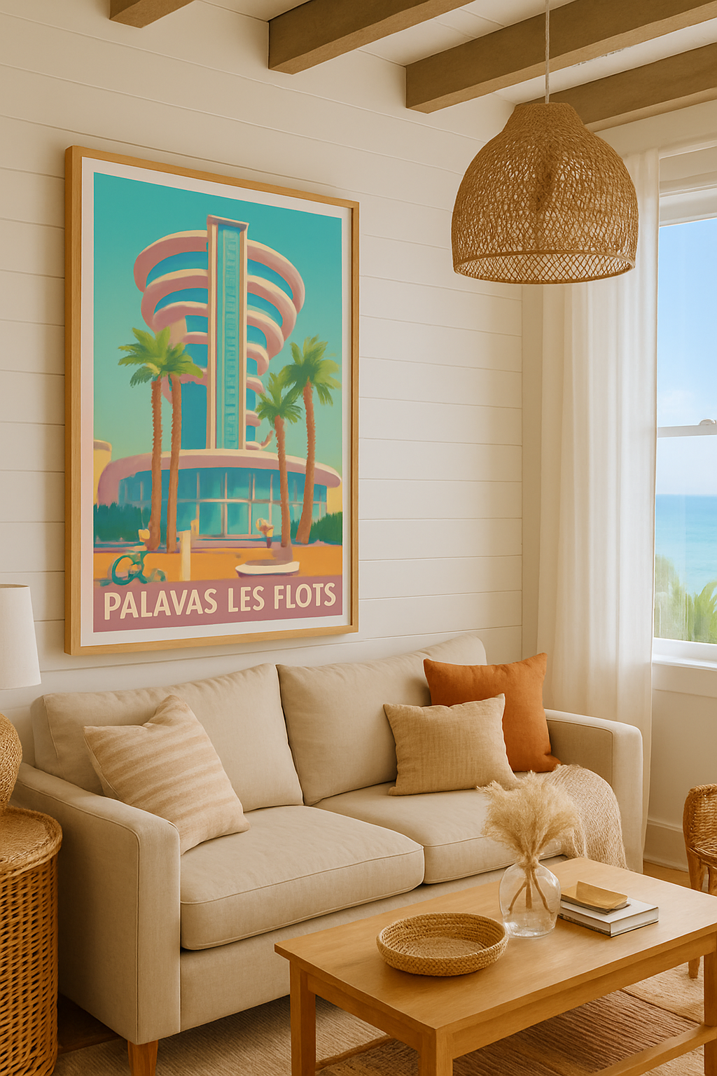 Affiche Palavas-les-Flots — L'architecture emblématique en bord de mer · poster d'art de Palavas-les-Flots