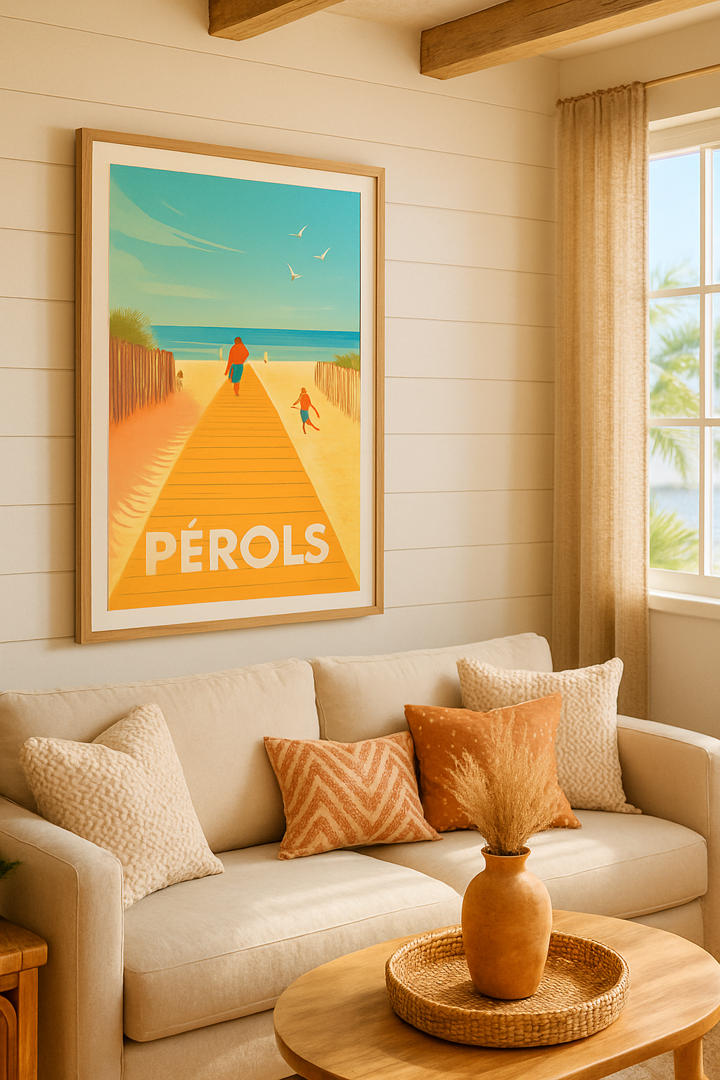 Hérault France Affiche de Pérols - Évasion balnéaire ensoleillée