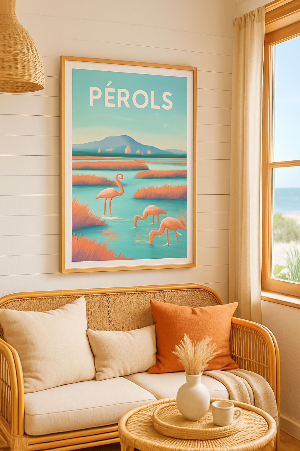 Affiche Pérols — Évasion nature et flamants roses · poster d'art de Pérols