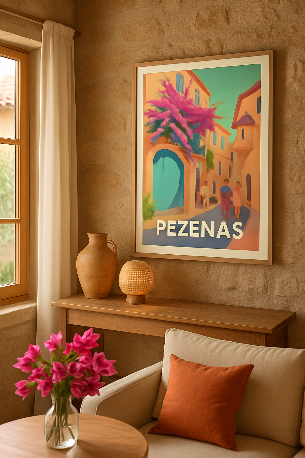 Affiche Pézenas — Promenade ensoleillée au cœur du patrimoine · poster d'art de Pézenas