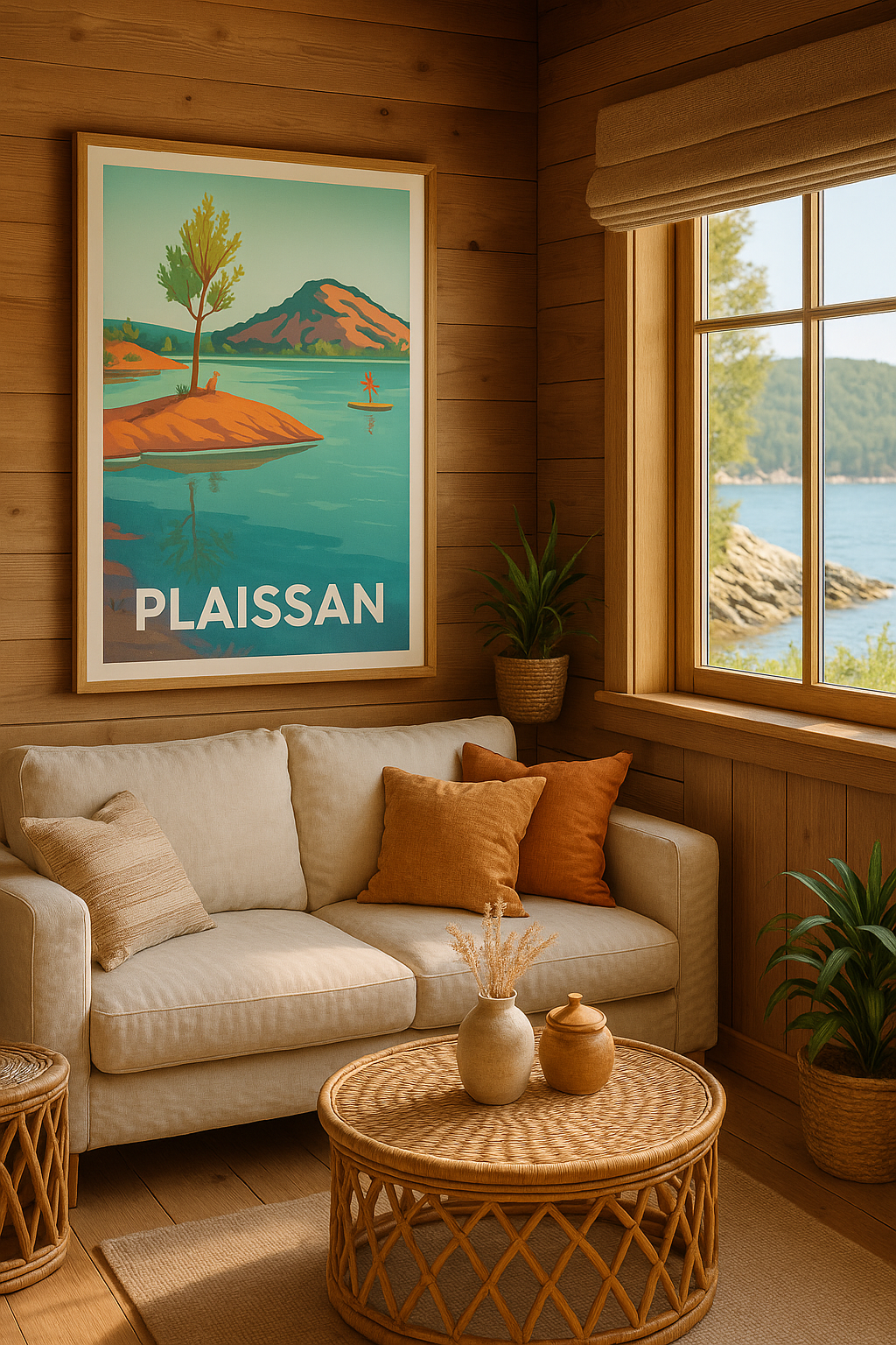 Affiche Plaissan — Invitation à la quiétude au bord de l'eau · poster d'art de Plaissan