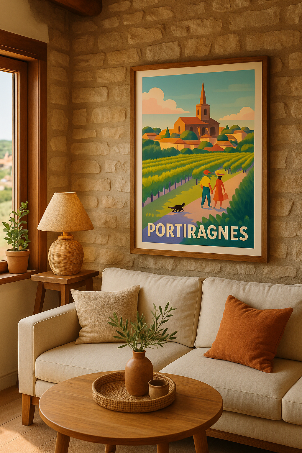 Affiche Portiragnes — Promenade bucolique au cœur des vignes · poster d'art de Portiragnes