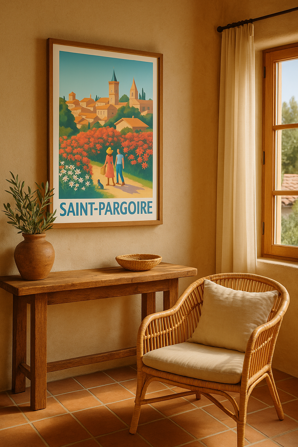 Affiche Saint-Pargoire — Balade romantique au cœur du village fleuri · poster d'art de Saint-Pargoire