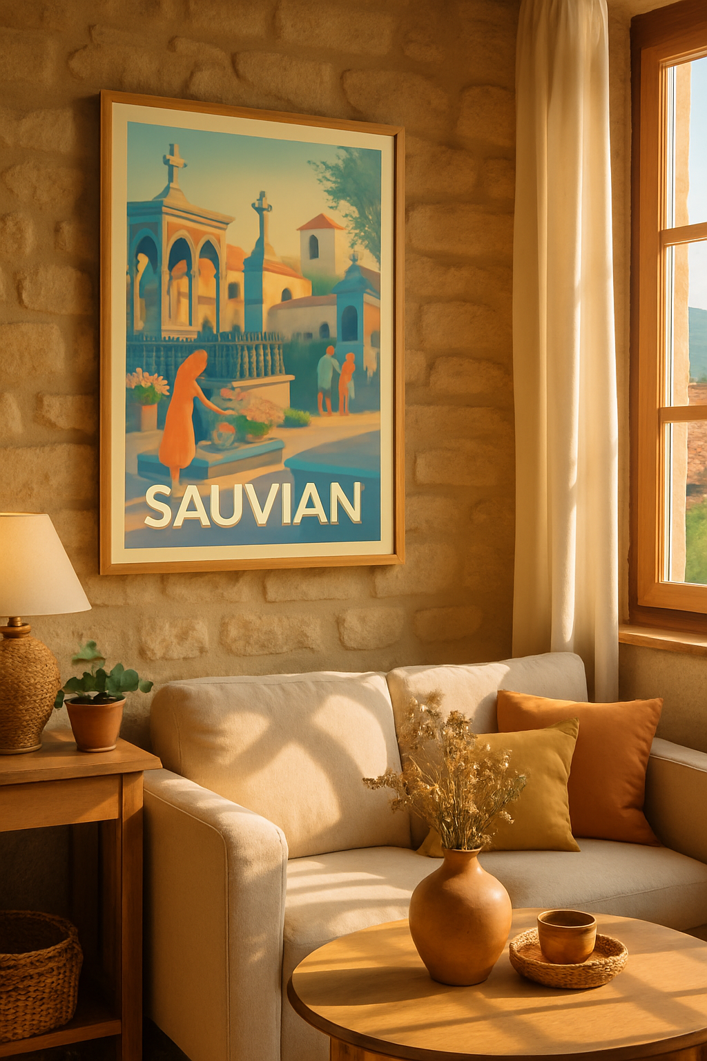Hérault France Affiche de Sauvian - Douceur pastorale au cœur du village