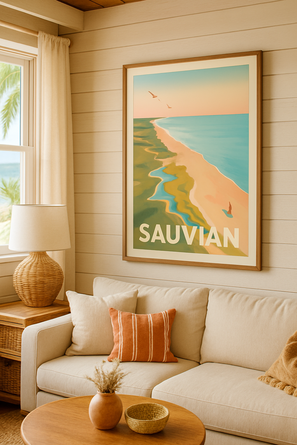 Hérault France Affiche de Sauvian - Évasion et sérénité en bord de mer