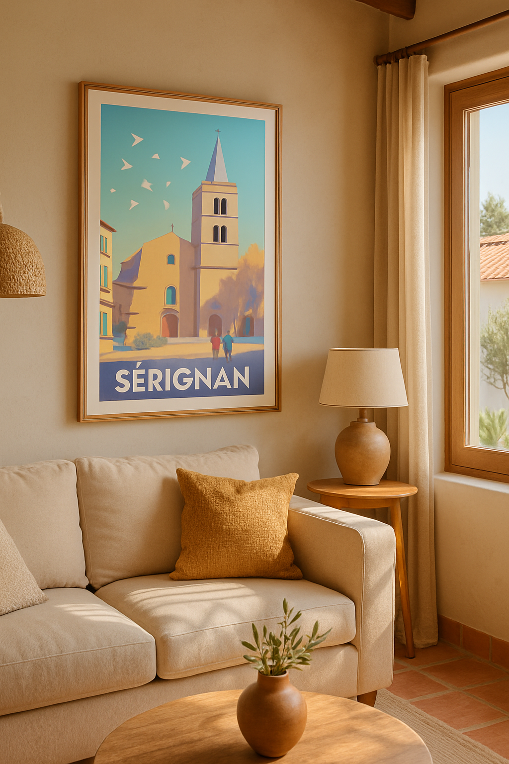 Affiche Sérignan — Lumières douces et patrimoine paisible · poster d'art de Sérignan