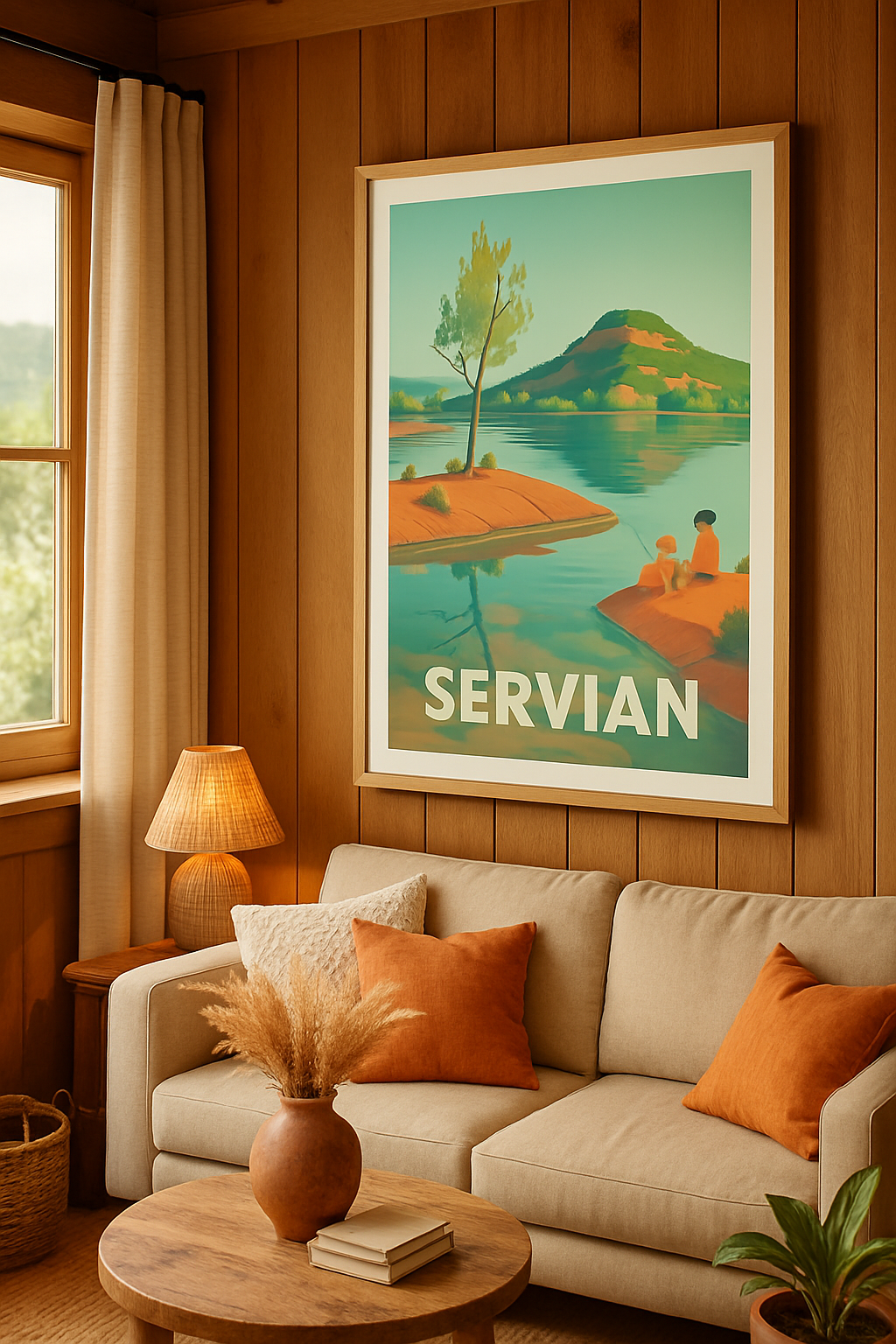 Hérault France Affiche de Servian - Évasion paisible au bord de l'eau