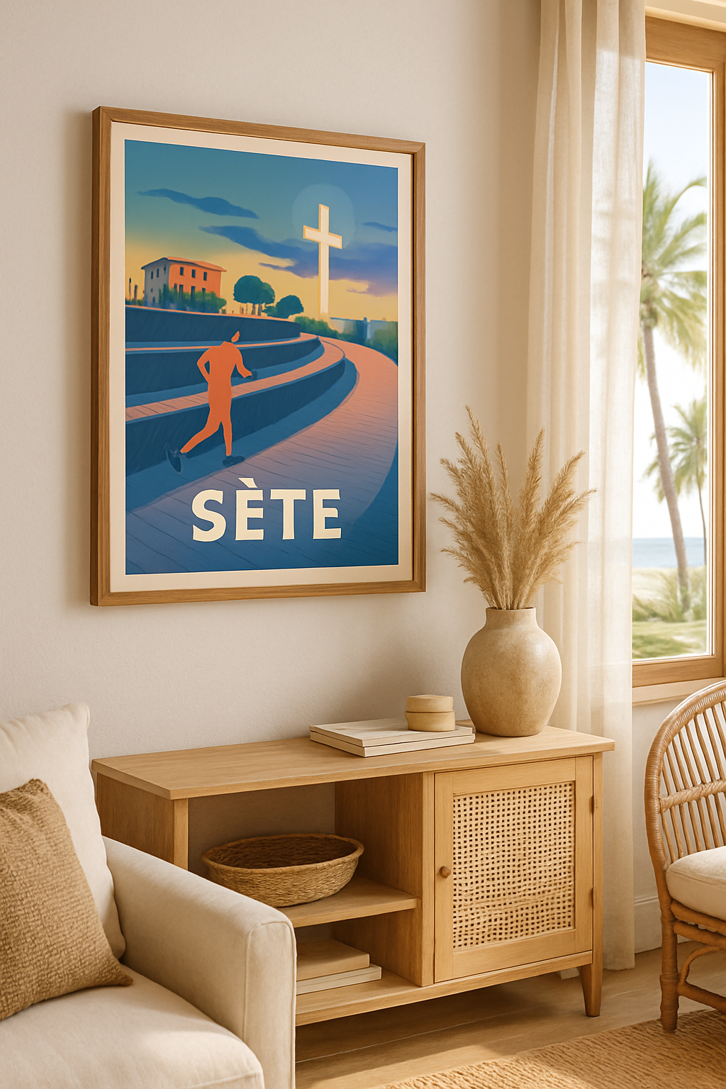 Hérault France Affiche de Sète - L'Esprit Sportif au Coucher du Soleil
