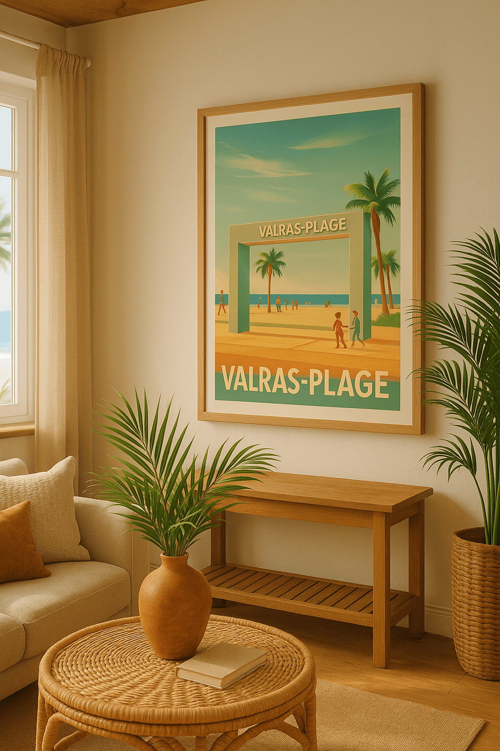 Affiche Valras-Plage — L'entrée ensoleillée de la Méditerranée · poster d'art de Valras-Plage