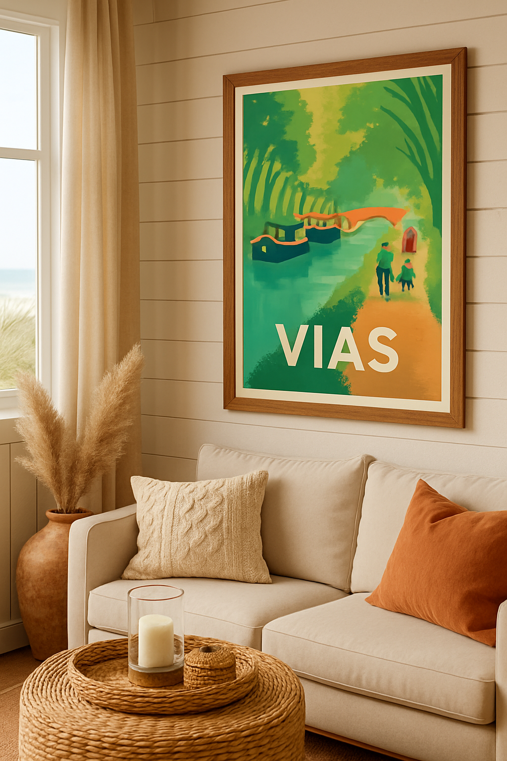 Hérault France Affiche de Vias - Évasion au bord du canal