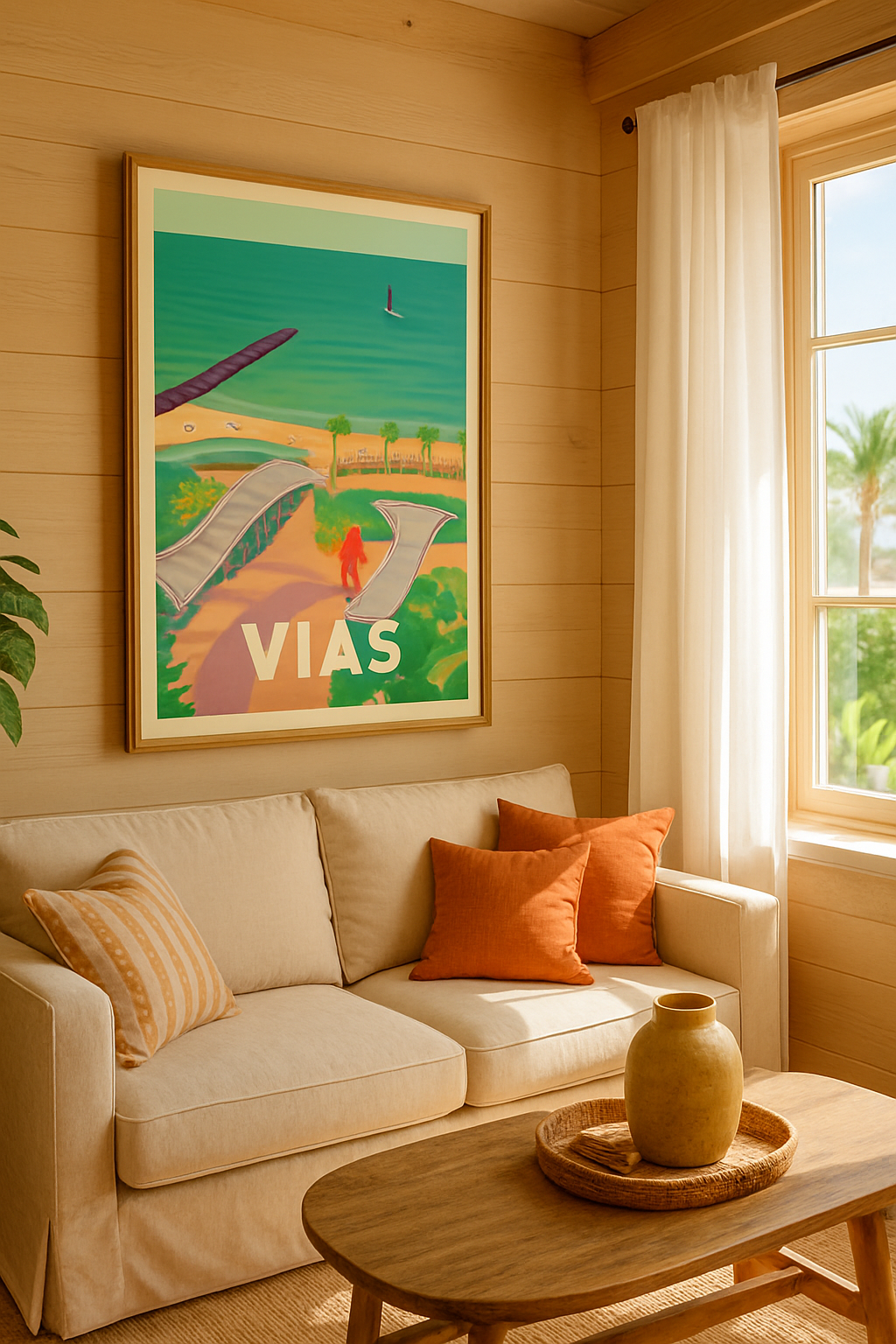 Affiche Vias — Évasion et douceur au bord de la mer · poster d'art de Vias