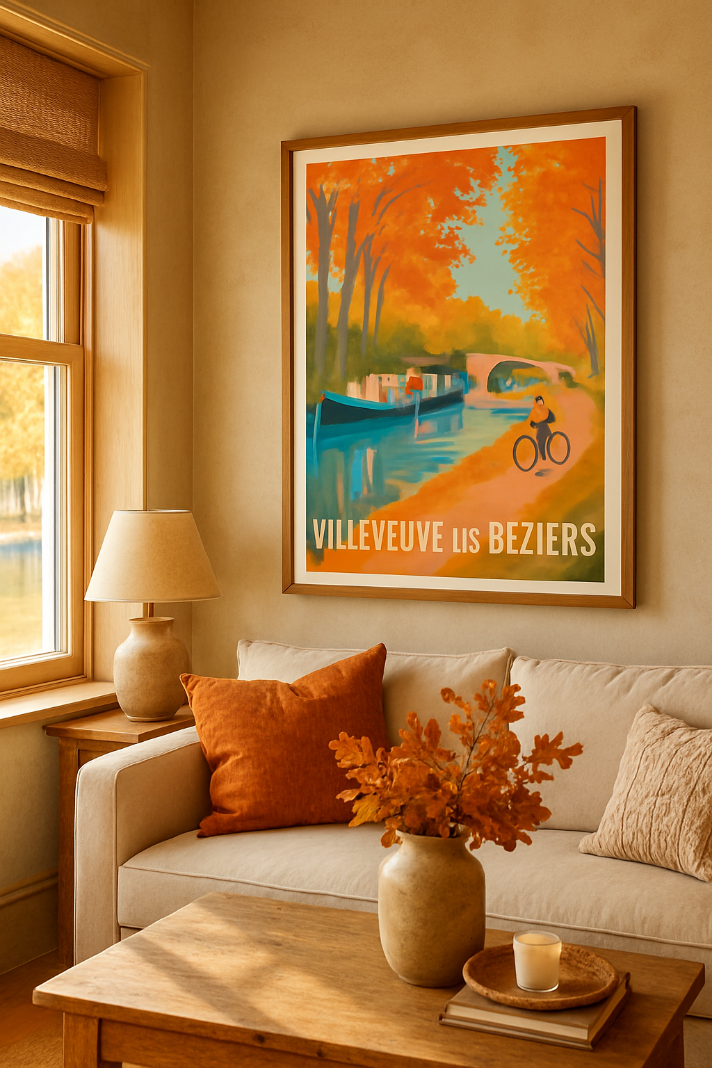 Hérault France Affiche de Villeneuve-lès-Béziers - Balade automnale le long du canal