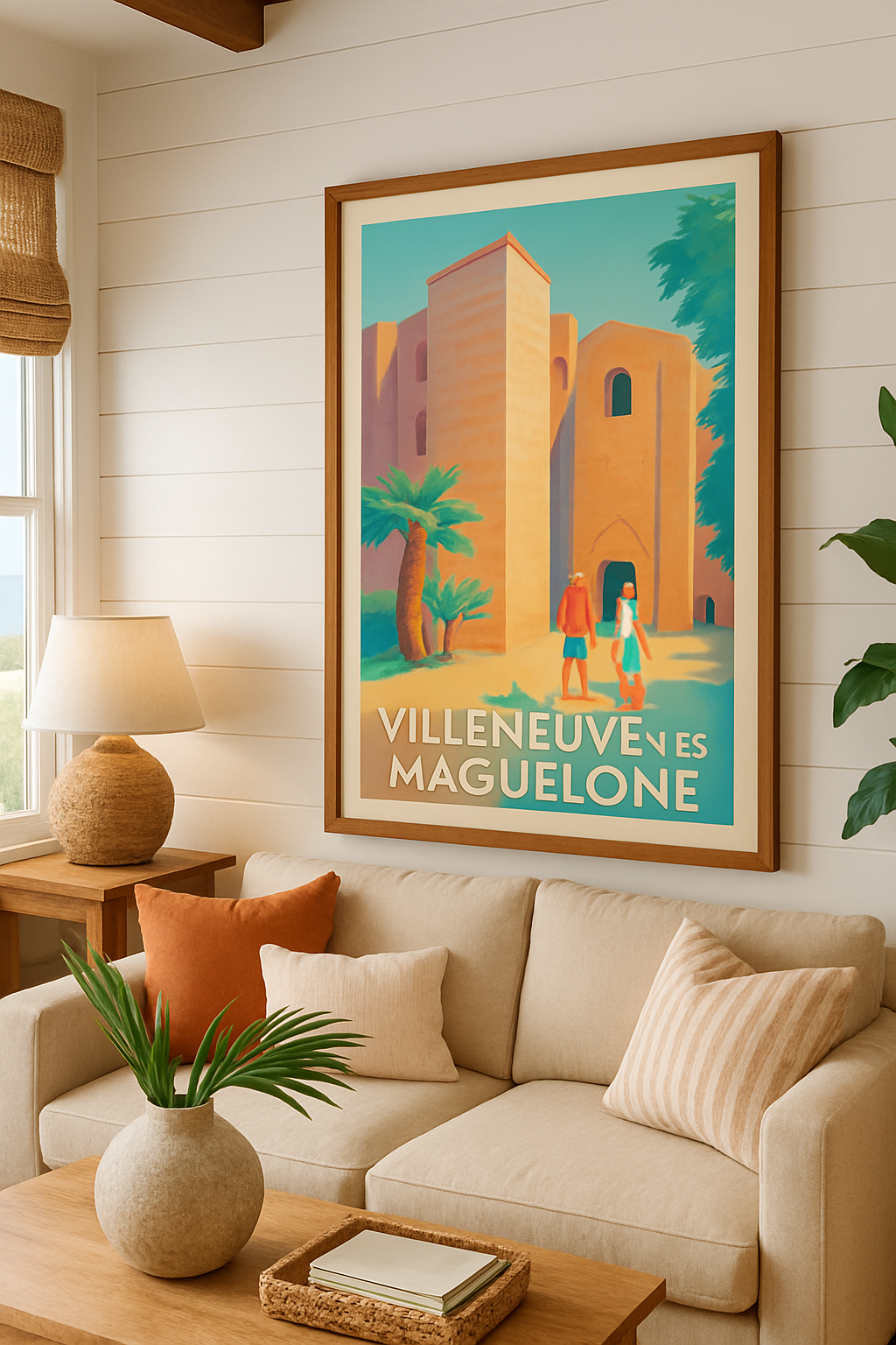 Affiche Villeneuve-lès-Maguelone — Charme et lumière méditerranéenne · poster d'art de Villeneuve-lès-Maguelone