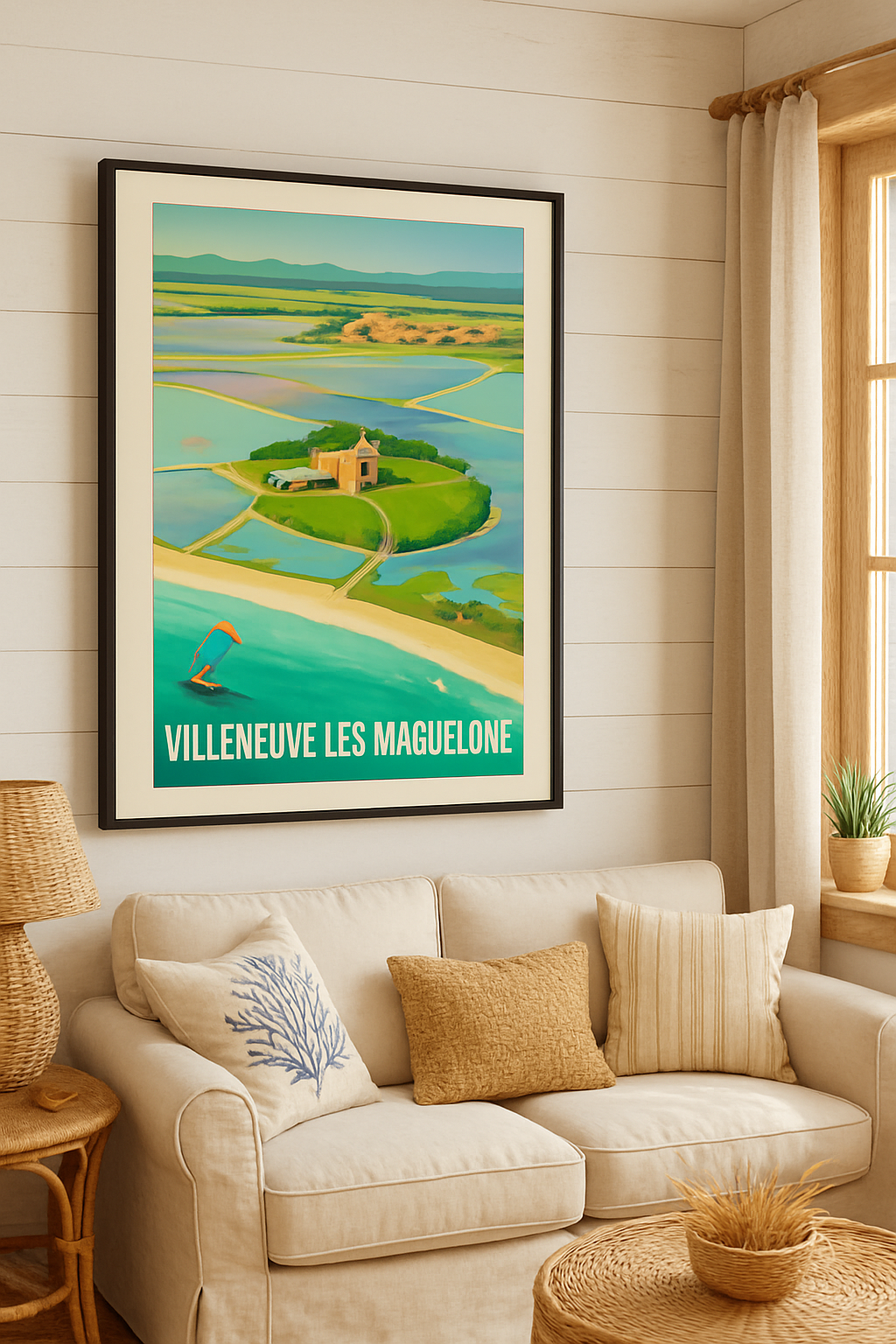 Affiche Villeneuve-lès-Maguelone — Évasion nature et bord de mer · poster d'art de Villeneuve-lès-Maguelone