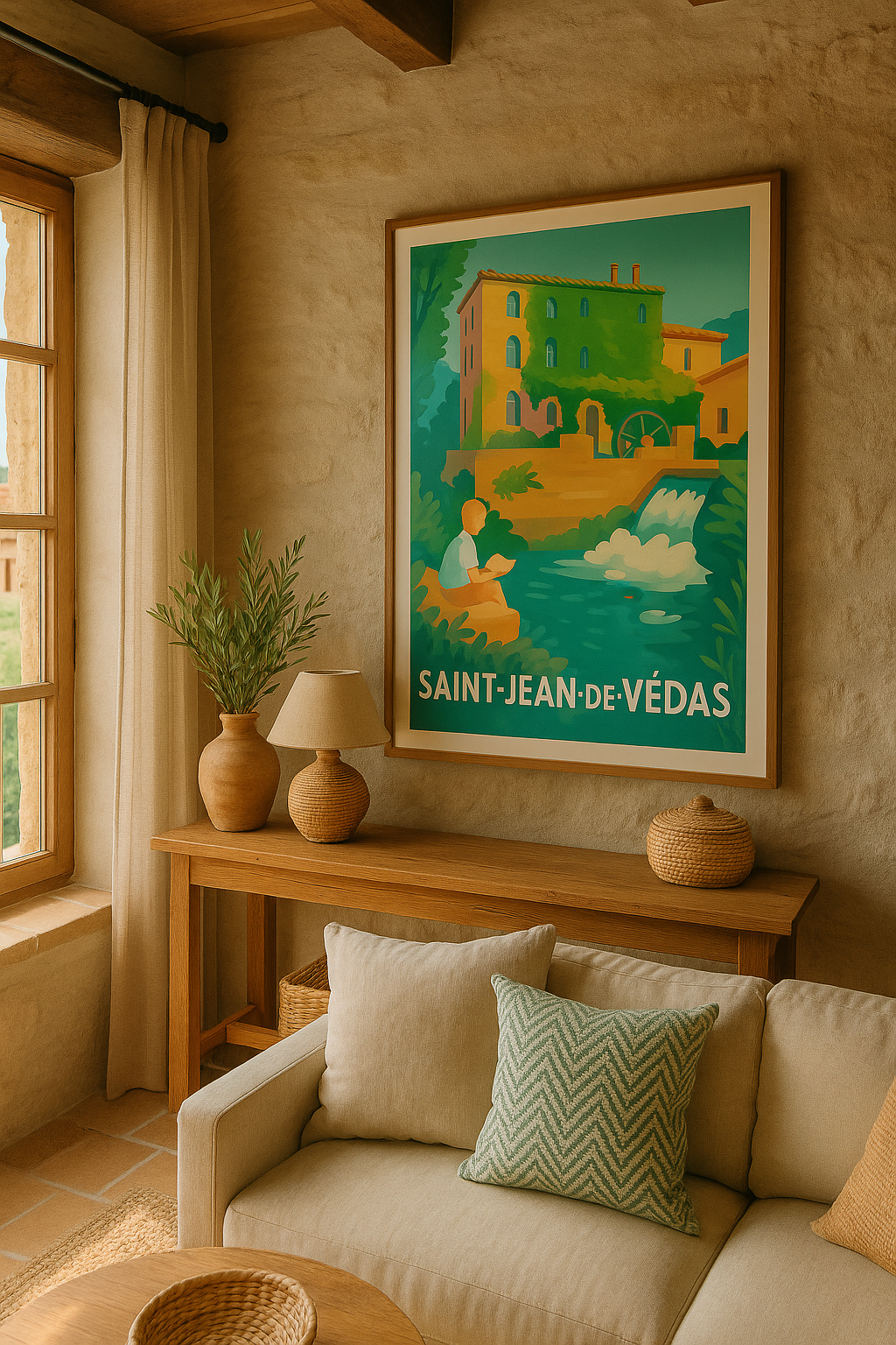 Affiche Saint-Jean-de-Védas — Havre de paix au bord de l'eau · poster d'art de Saint-Jean-de-Védas