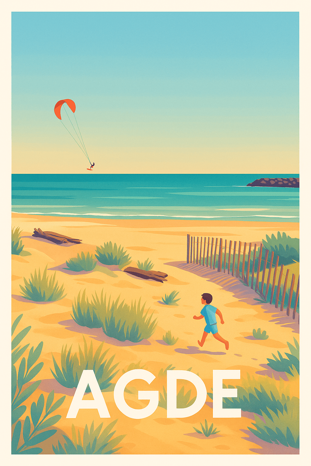 Hérault France Pas de Cadre / 20 × 30cm Affiche de Agde - Évasion en bord de Méditerranée