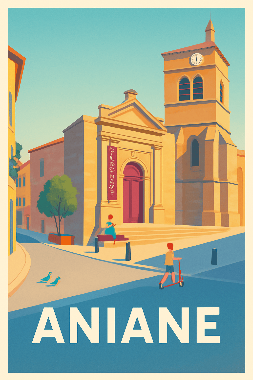 Hérault France Pas de Cadre / 20 × 30cm Affiche de Aniane - Charme et sérénité au cœur du village