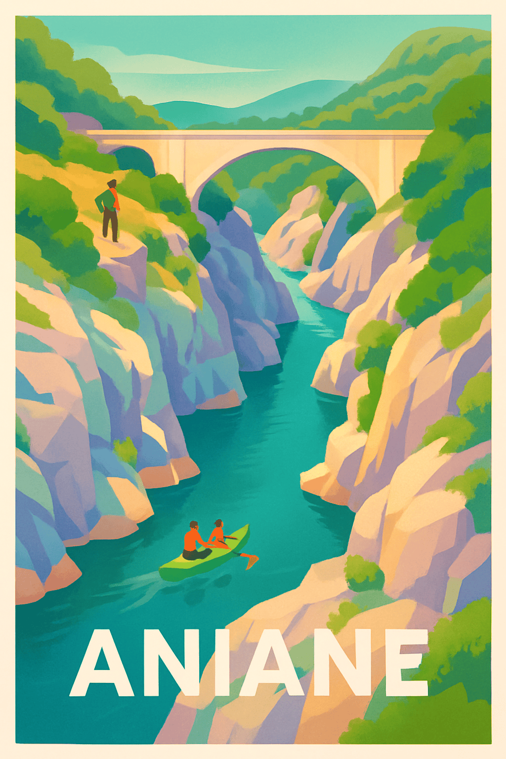 Hérault France Pas de Cadre / 20 × 30cm Affiche de Aniane - Évasion nature entre gorges et rivières
