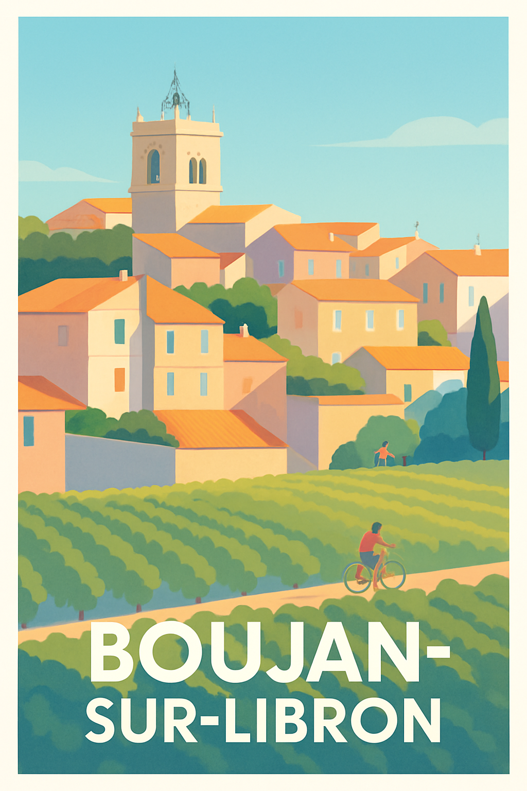 Hérault France Pas de Cadre / 20 × 30cm Affiche de Boujan-sur-Libron - Charme et douceur du Sud