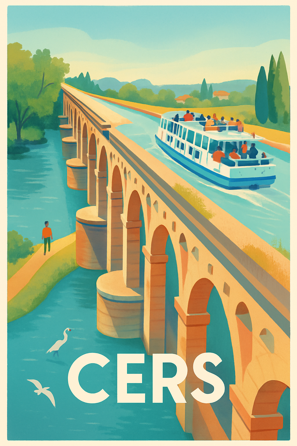 Affiche Cers — Voyage bucolique sur le canal · poster d'art de Cers