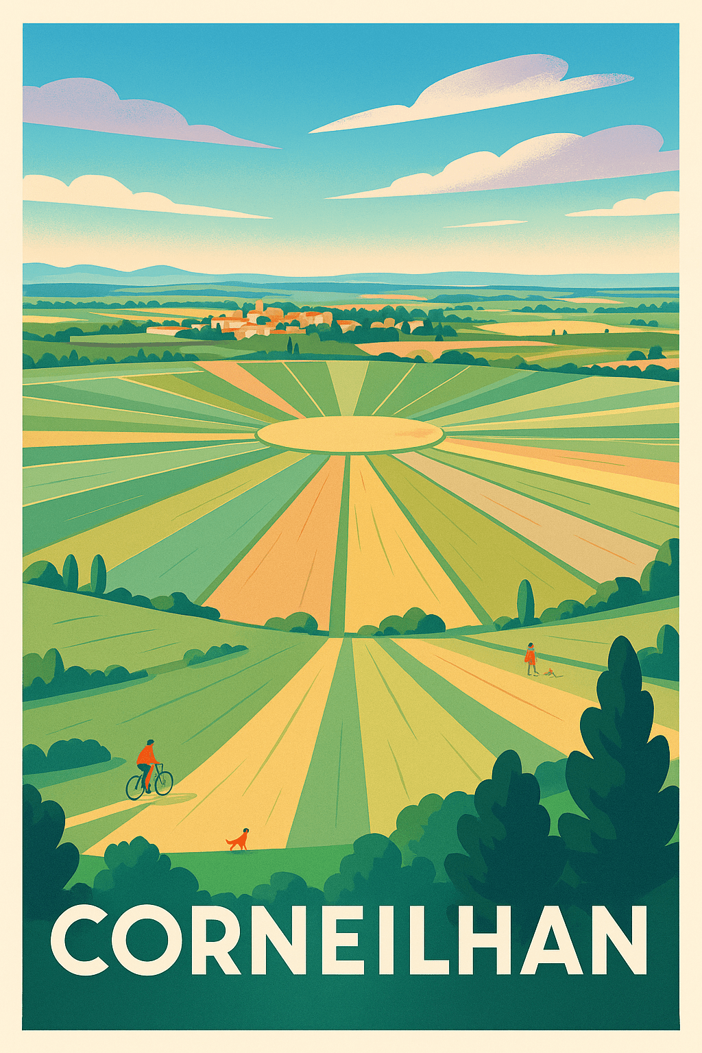Hérault France Pas de Cadre / 20 × 30cm Affiche de Corneilhan - Le charme bucolique en pleine campagne