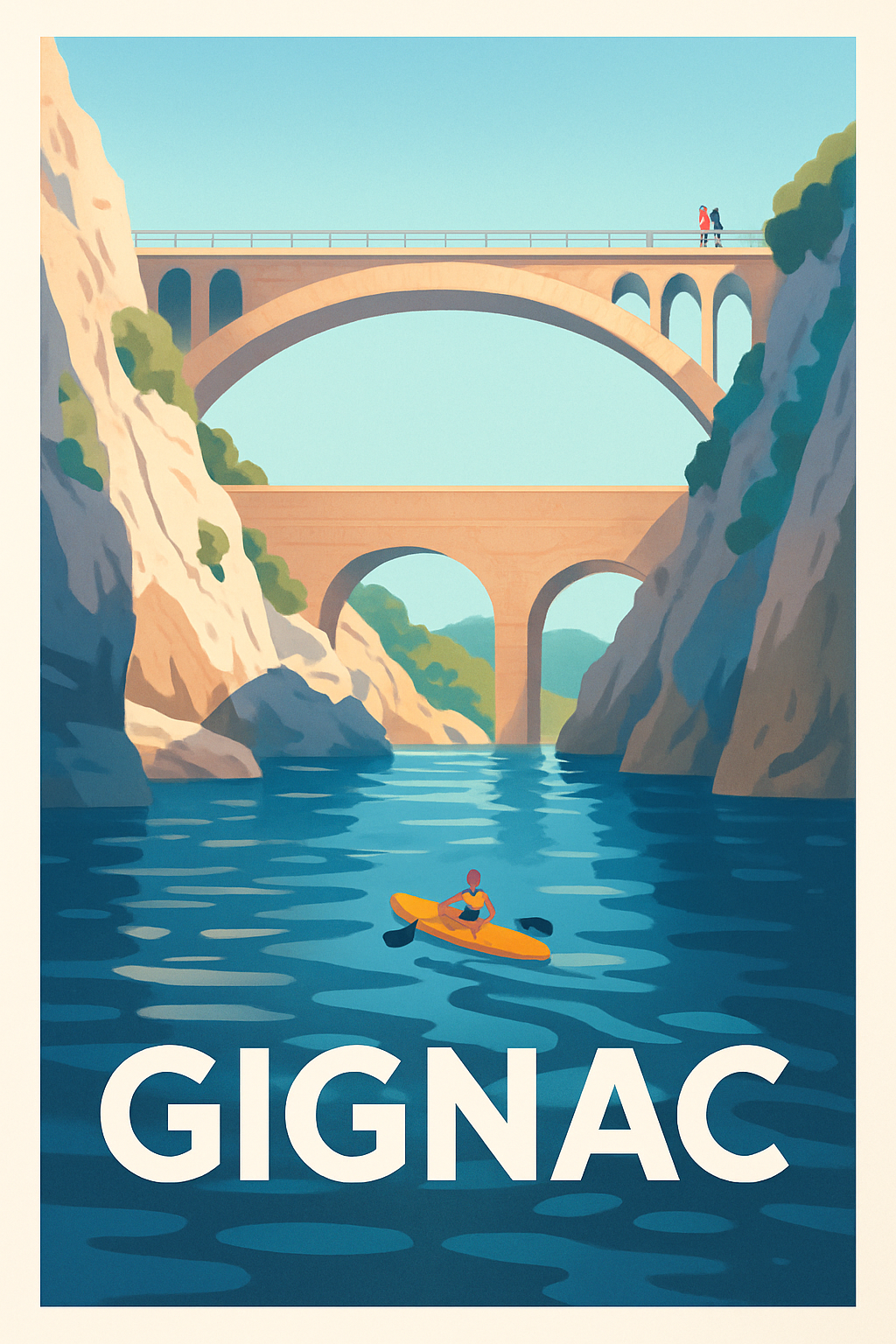 Hérault France Pas de Cadre / 20 × 30cm Affiche de Gignac - Évasion au fil de l'eau