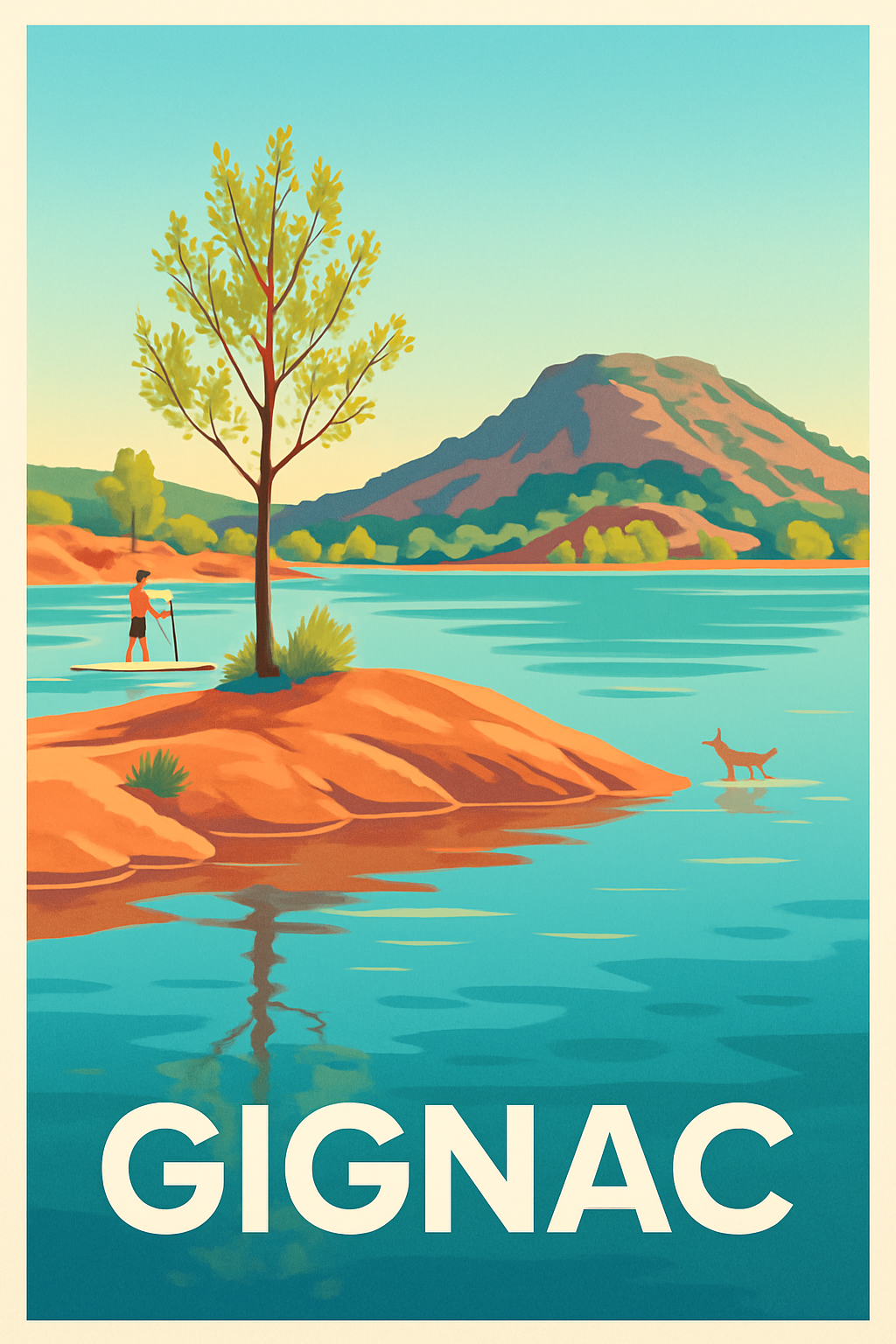 Hérault France Pas de Cadre / 20 × 30cm Affiche de Gignac - Évasion nature au fil de l'eau