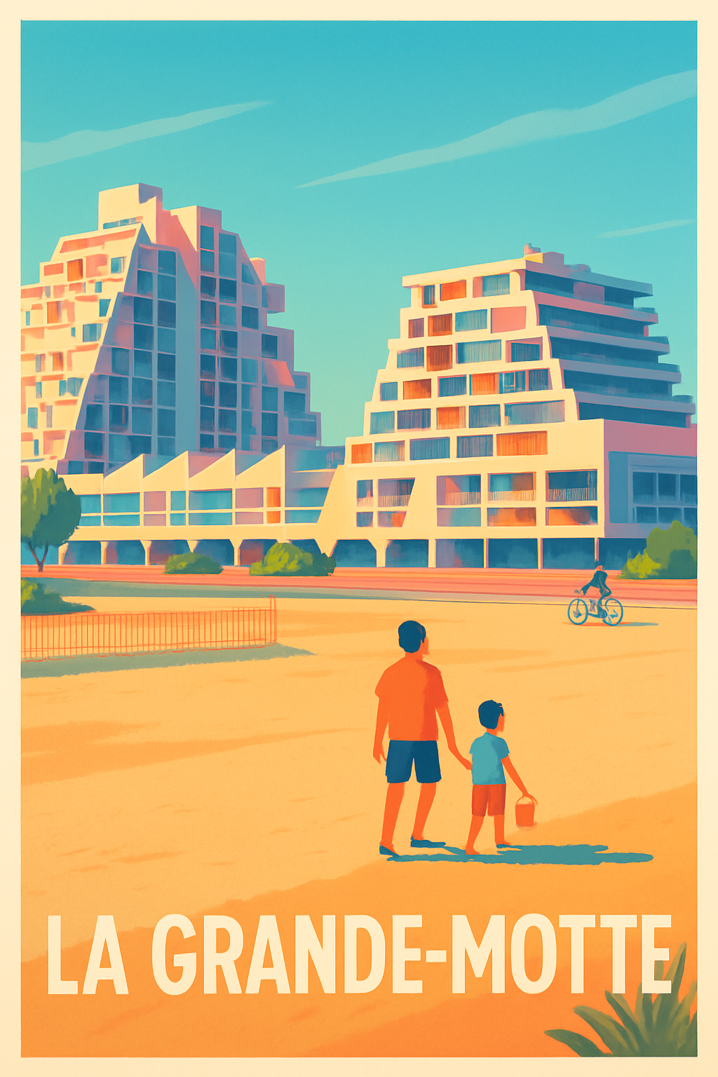 Hérault France Pas de Cadre / 20 × 30cm Affiche de La Grande-Motte - L'élégance architecturale au bord de la mer