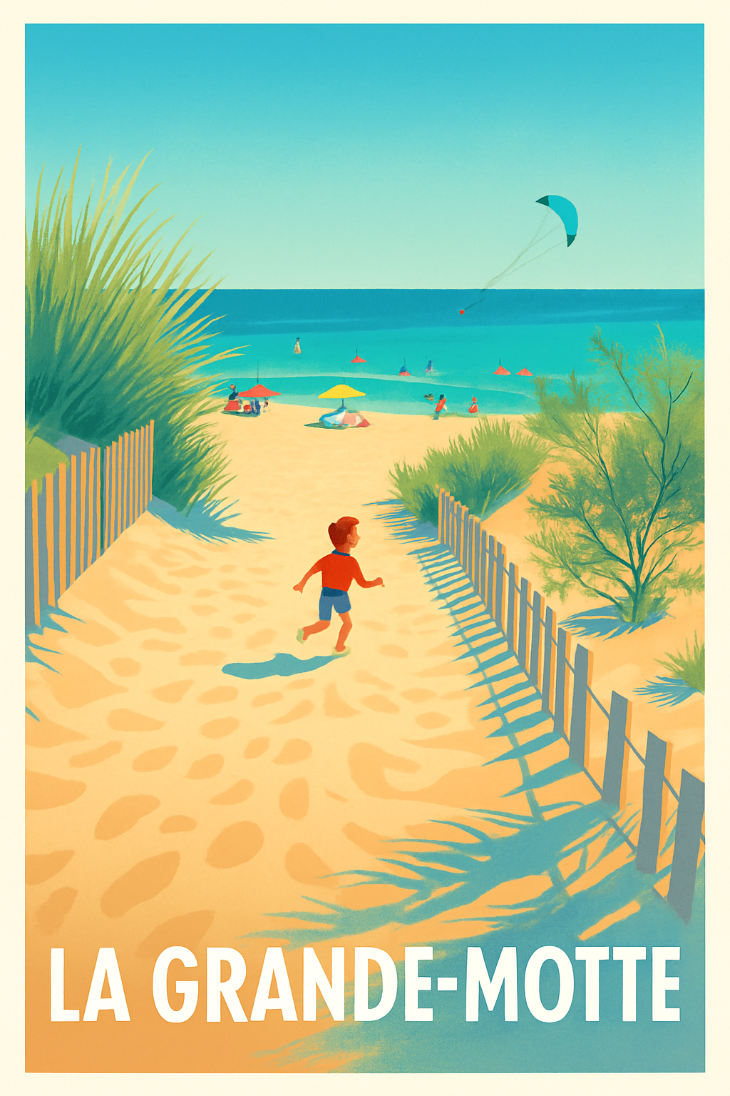 Hérault France Pas de Cadre / 20 × 30cm Affiche de La Grande-Motte - L'évasion ensoleillée à la plage