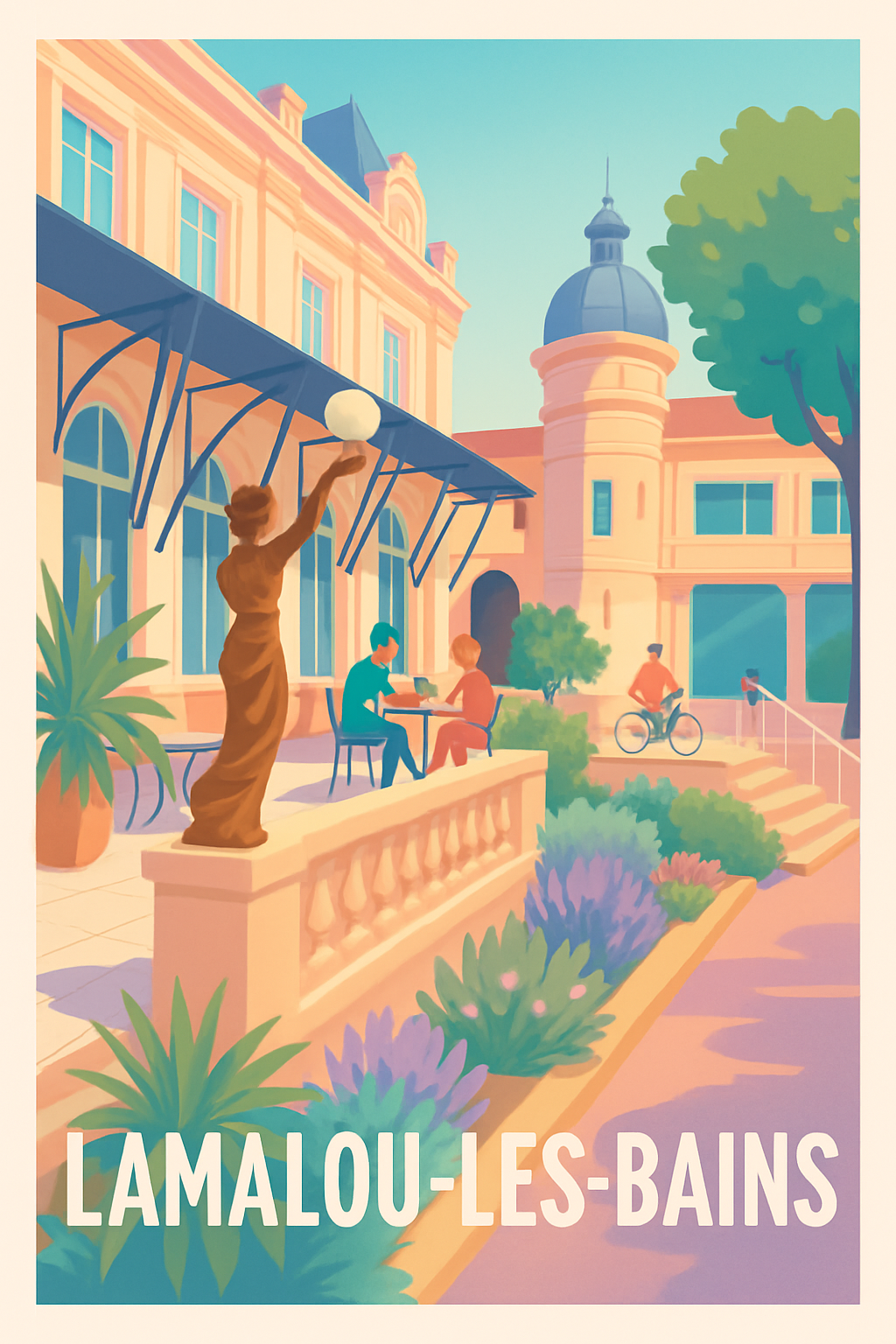 Affiche Lamalou-les-Bains — Charme et sérénité en Occitanie · poster d'art de Lamalou-les-Bains