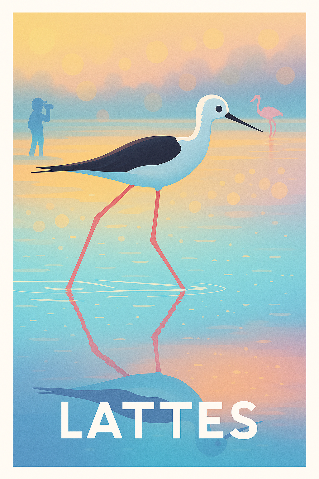 Hérault France Pas de Cadre / 20 × 30cm Affiche de Lattes - L'élégance de la nature au crépuscule