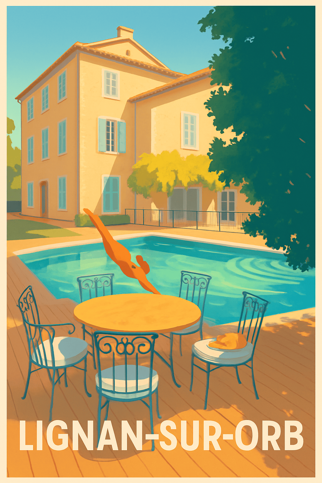 Hérault France Pas de Cadre / 20 × 30cm Affiche de Lignan-sur-Orb - Oasis de douceur Méditerranéenne