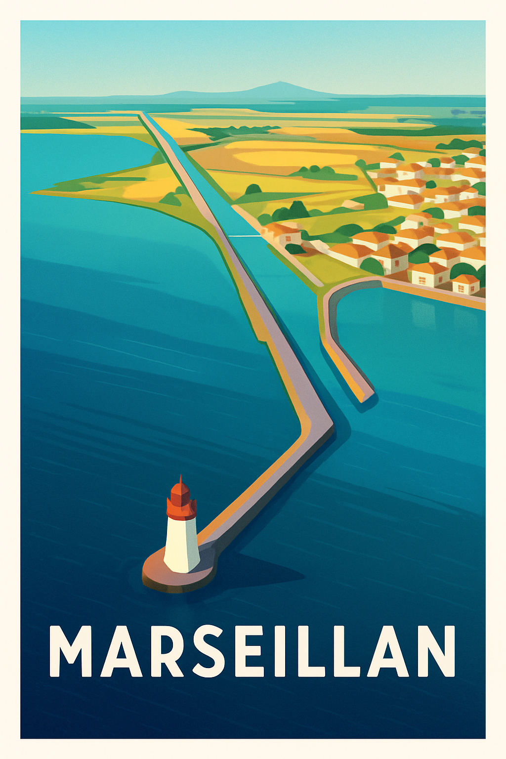 Hérault France Pas de Cadre / 20 × 30cm Affiche de Marseillan - Charme méditerranéen au bord de l'eau