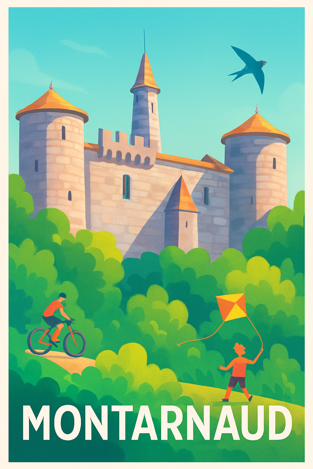 Hérault France Pas de Cadre / 20 × 30cm Affiche de Montarnaud - Charme médiéval et nature en plein air