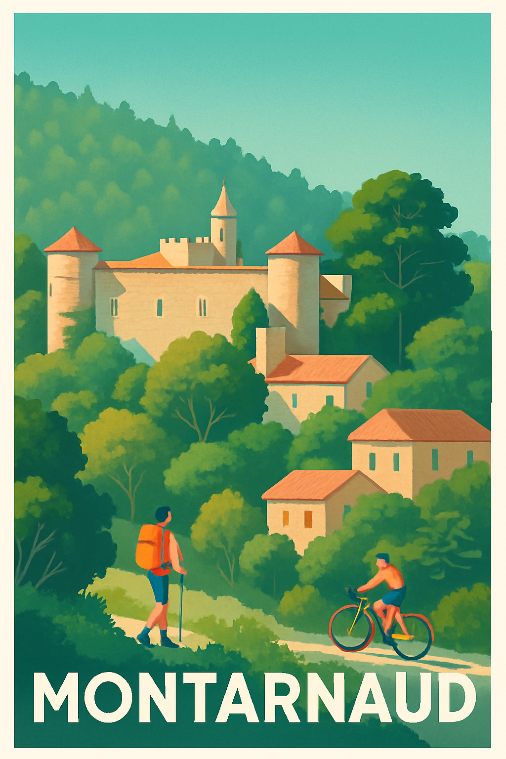 Hérault France Pas de Cadre / 20 × 30cm Affiche de Montarnaud - Évasion au cœur de la nature et du patrimoine