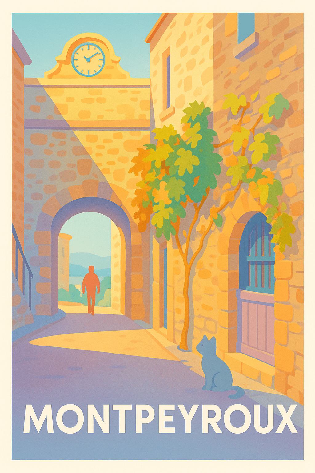 Hérault France Pas de Cadre / 20 × 30cm Affiche de Montpeyroux - Charme intemporel au cœur du village