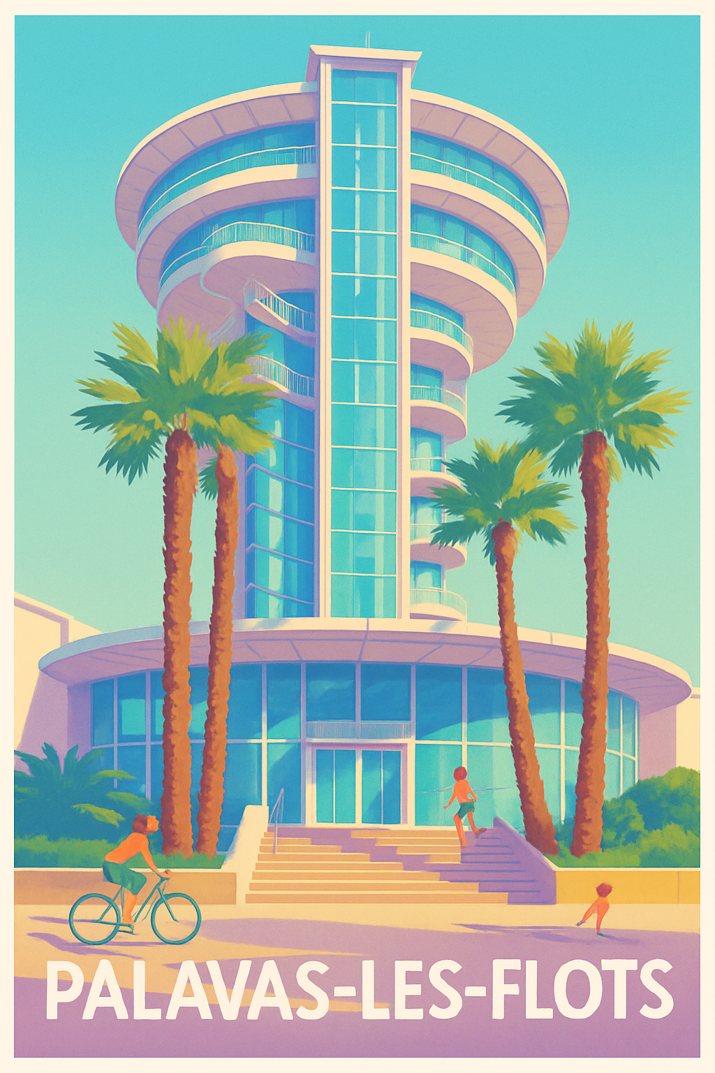 Hérault France Pas de Cadre / 20 × 30cm Affiche de Palavas-les-Flots - L'architecture emblématique en bord de mer