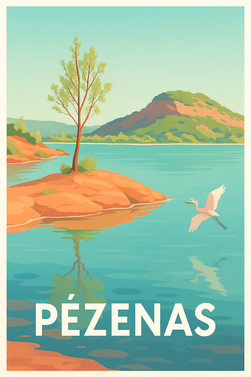 Hérault France Pas de Cadre / 20 × 30cm Affiche de Pézenas - Invitation à la Sérénité Naturelle