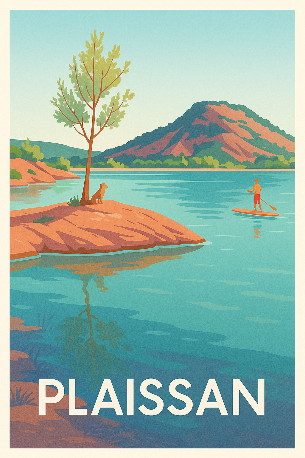 Affiche Plaissan — Invitation à la quiétude au bord de l'eau · poster d'art de Plaissan