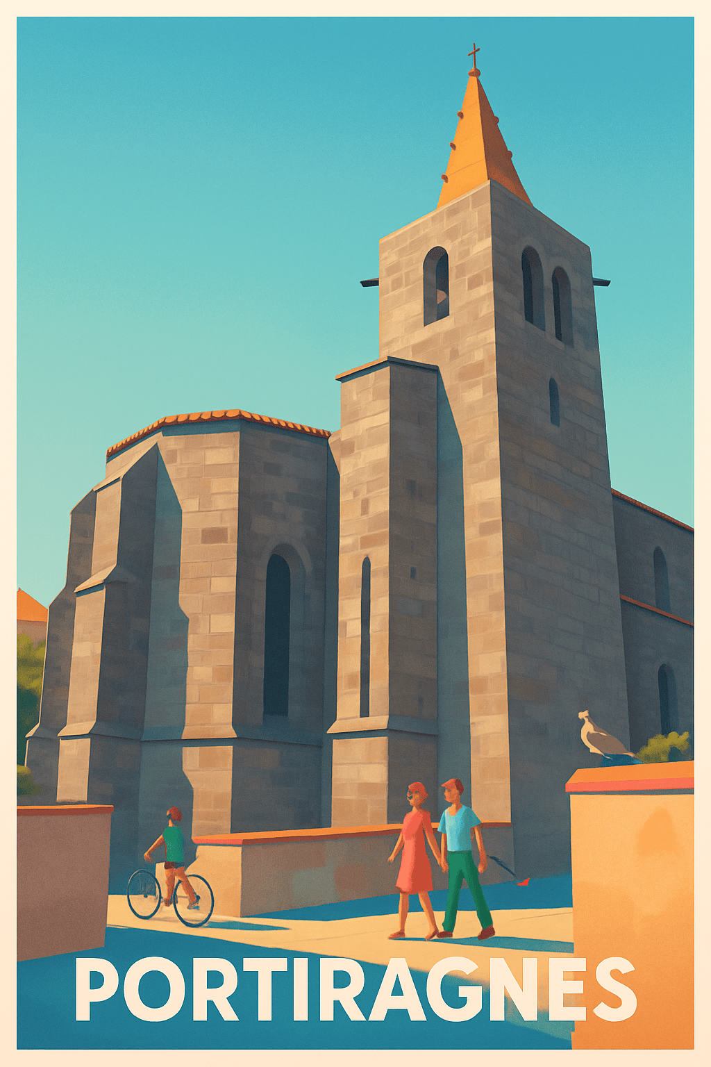 Hérault France Pas de Cadre / 20 × 30cm Affiche de Portiragnes - Charme et sérénité méditerranéenne